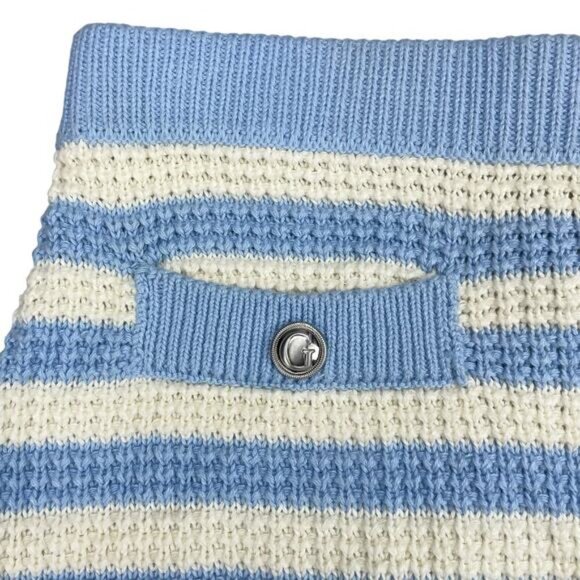 NWT GUESS Rey Crochet Sweater Skirt Sz Small Organic Cotton Dawson Yarn Blue - Picture 3 of 5